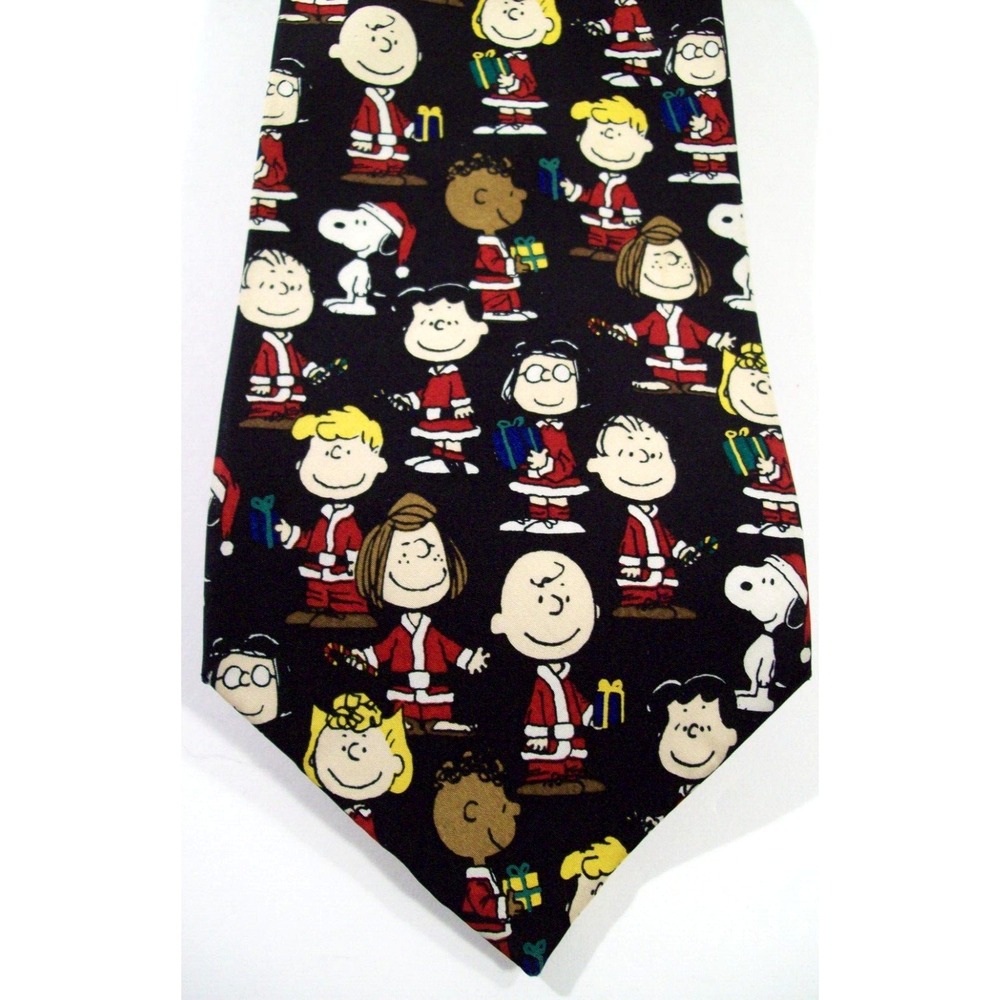 Men's Peanuts Santa's Little Helpers Silk Neck Tie, Christmas Peanuts Gang